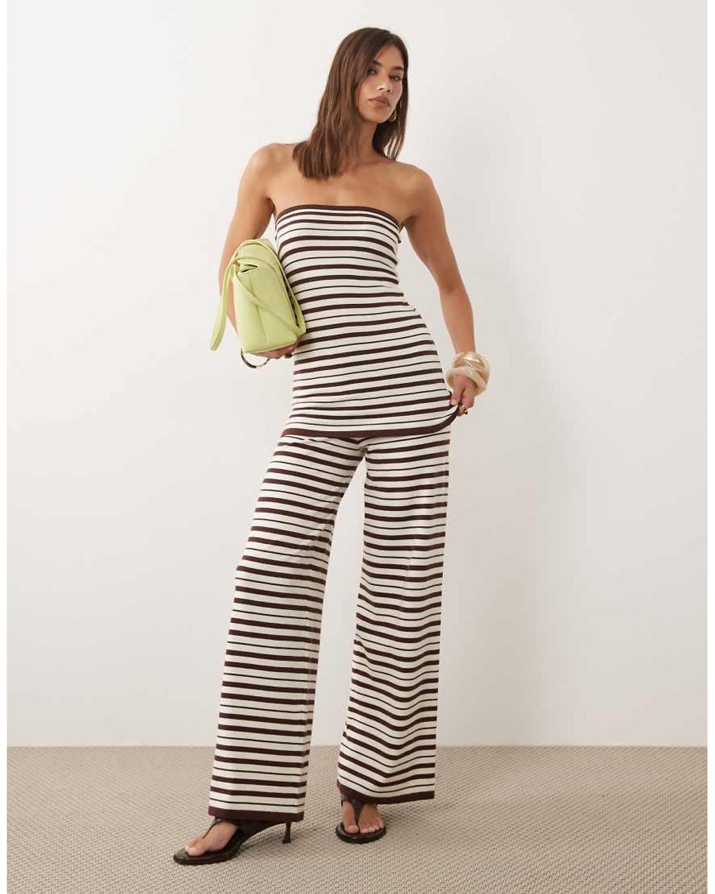 4th & Reckless Multicolor Textured Knit Drawstring Waist Wide Leg Trousers Co-Ord
