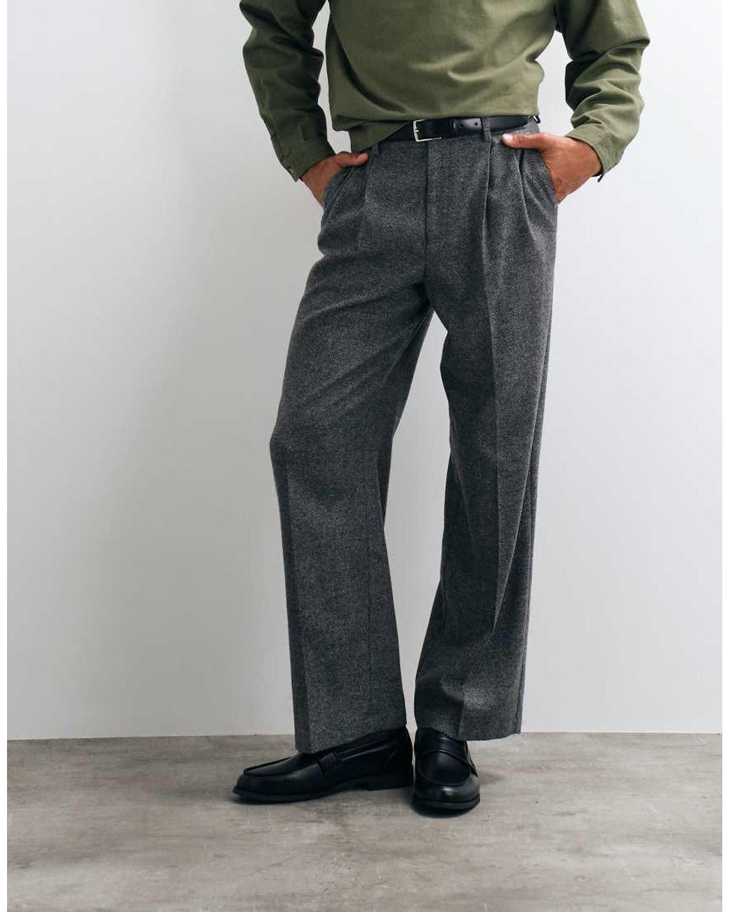 ASOS Blue Tailored Wide Leg Trousers With Wool for men