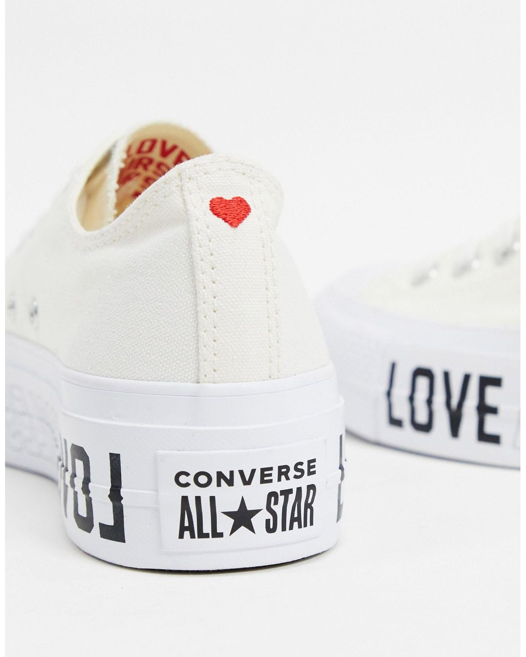 Converse Chuck Taylor Lift Platform Heart White Sneakers-black | Lyst Canada
