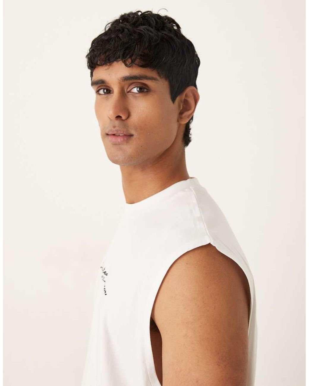 ASOS White Oversized Vest With Scenic Graphic for men