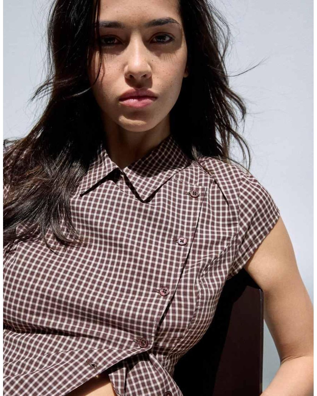 Bershka Blue Short Sleeve Cross-button Shirt