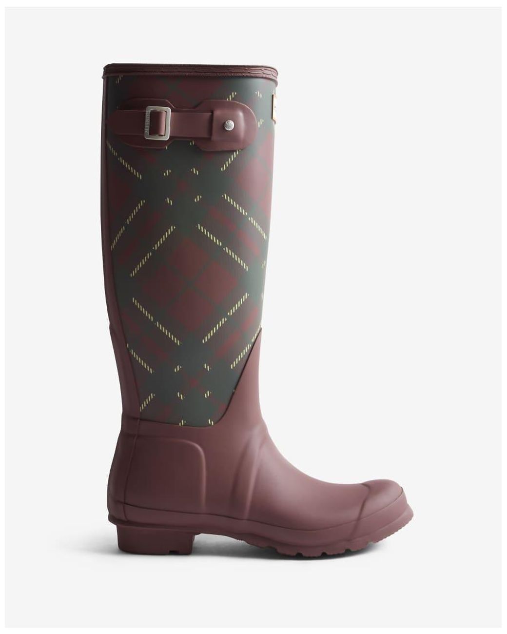 Hunter Gray Original Tall Tartan Print Wellington Boots