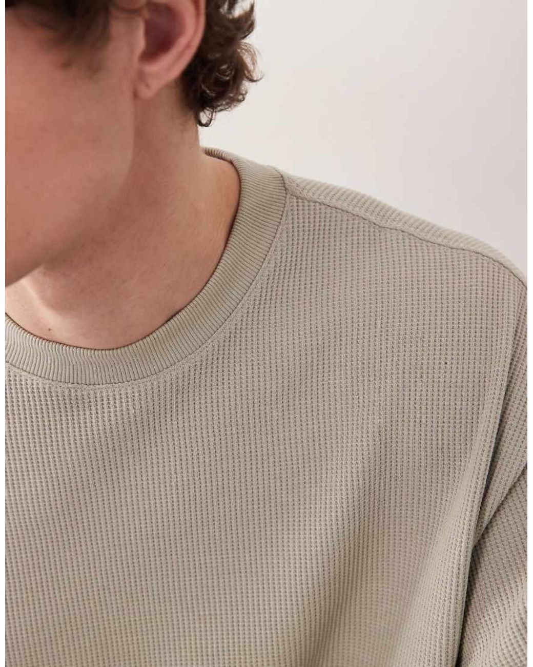 ASOS COLLECTIVE Natural Super Heavyweight Oversized Waffle Texture T-shirt for men