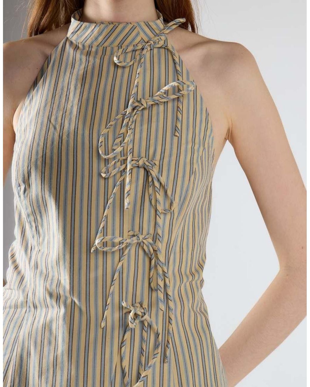 Glamorous Natural High Neck Bow Detail Top
