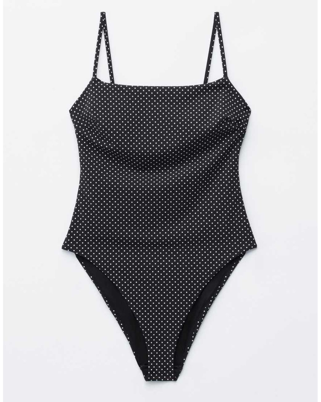 & Other Stories Black Square Neck Polka Dot Swimsuit