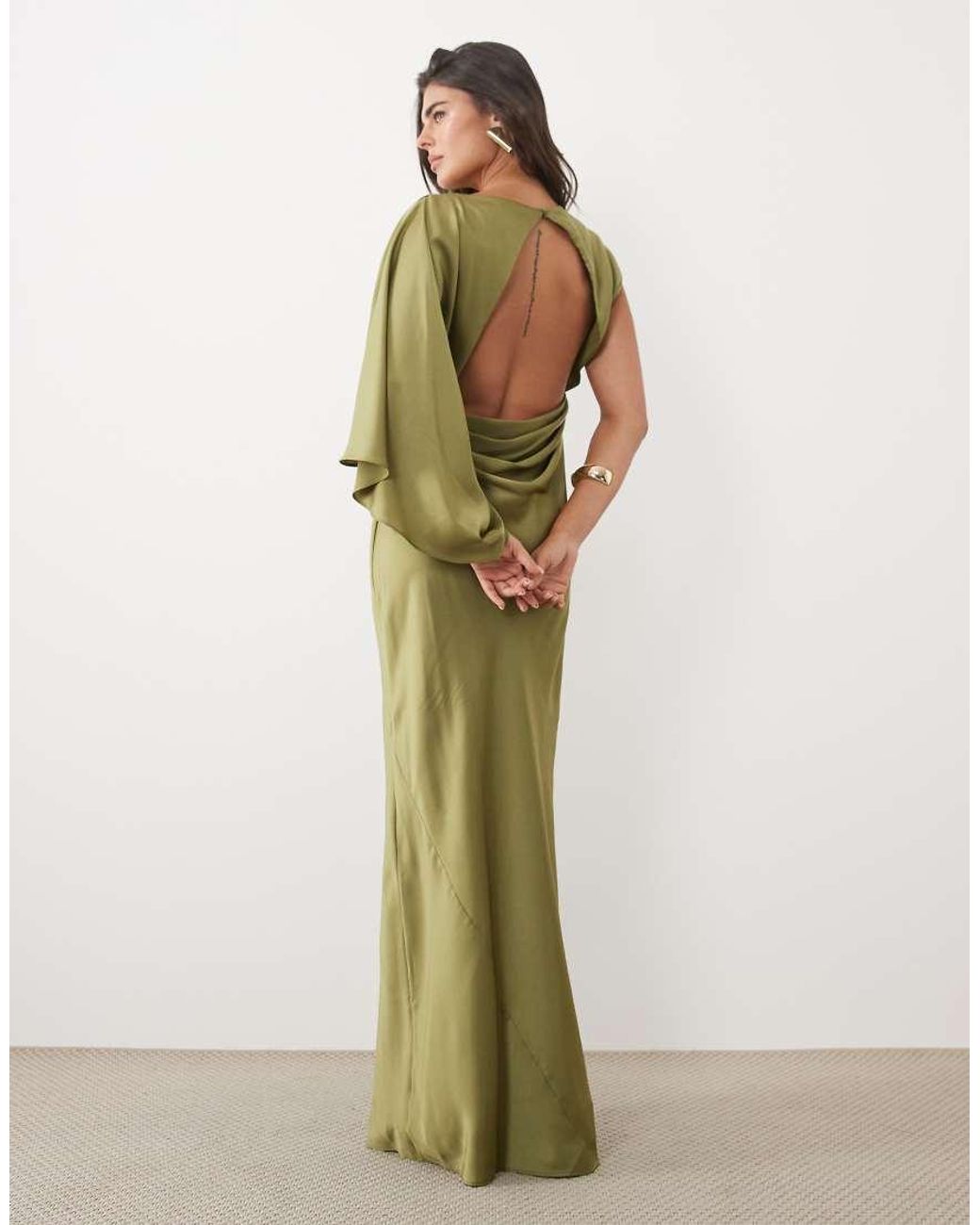 ASOS Natural One Shoulder Maxi With Open Back