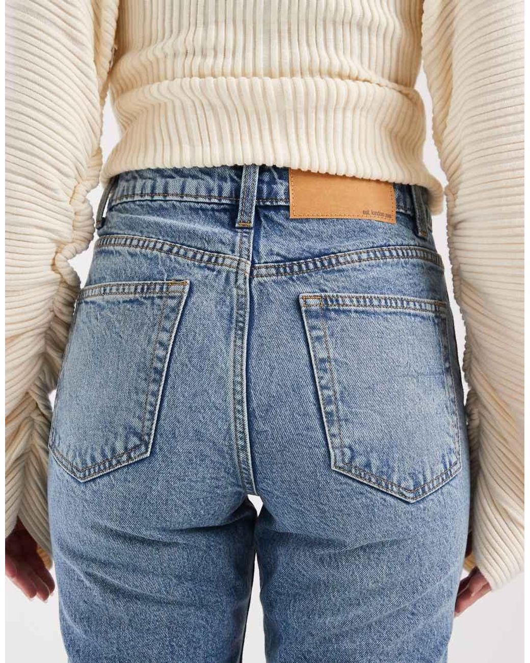 ASOS Blue High Waisted Slim Straight Jeans