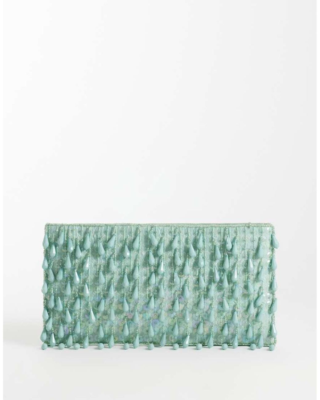 ASOS Green Embellished Droplet Zip Top Clutch Bag