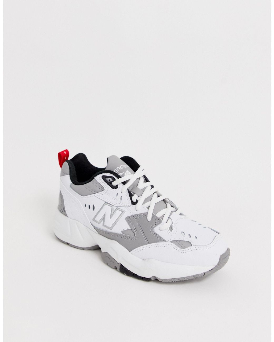 New Balance 608 White And Gray Chunky Sneakers | Lyst