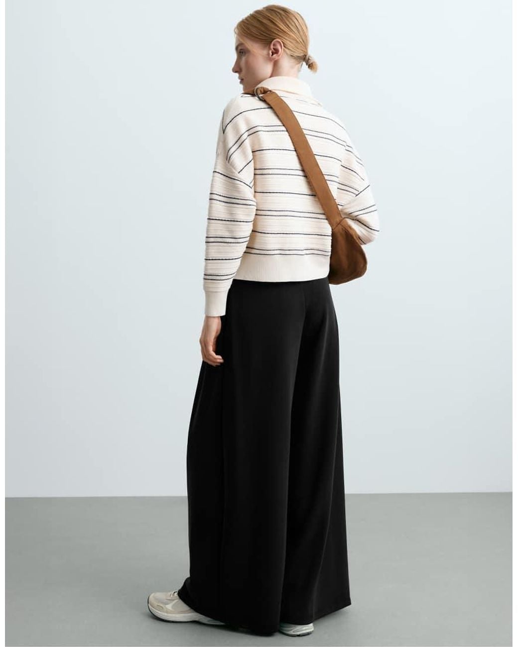 Oysho White Soft-touch Wide Trousers With Modal