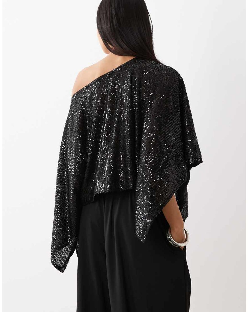 ASOS Black Sequin Cape Top