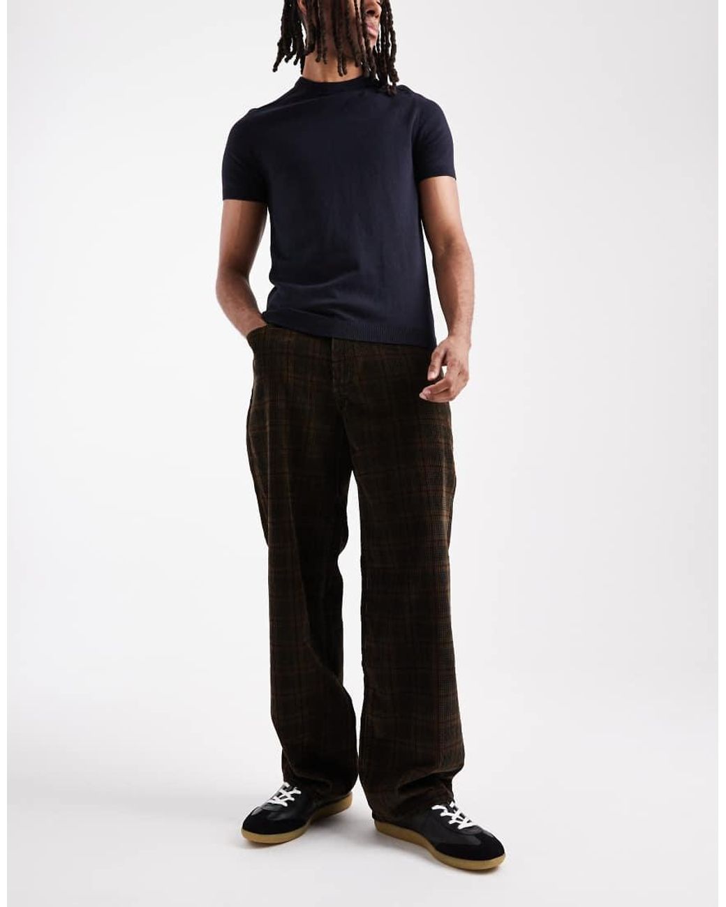Levi's Black 578 baggy Fit Check Cord 5 Pocket Trousers for men