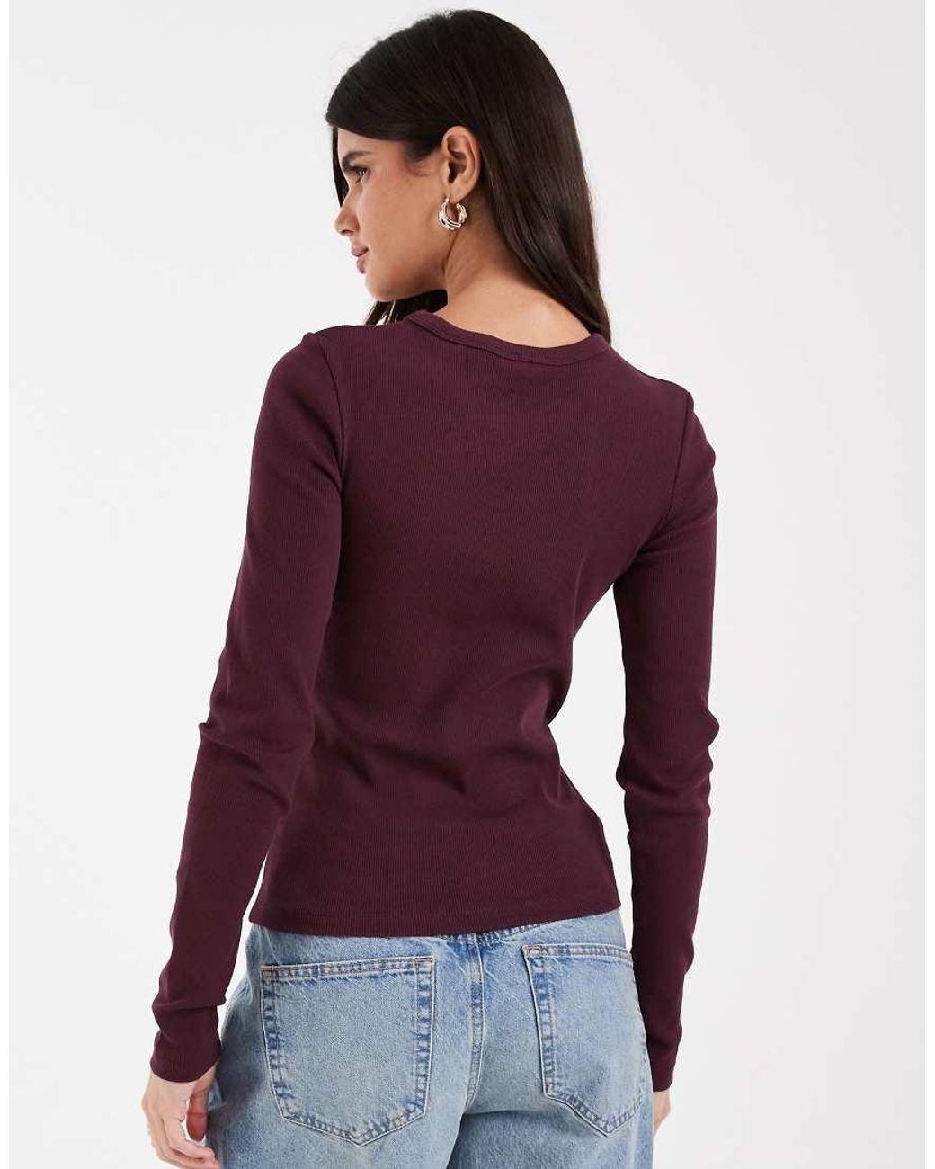 JJXX Purple Long Sleeve Ribbed Top