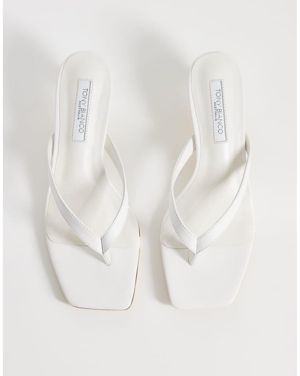 Tony Bianco White Topaz Kitten Heel Toe Thong Sandals