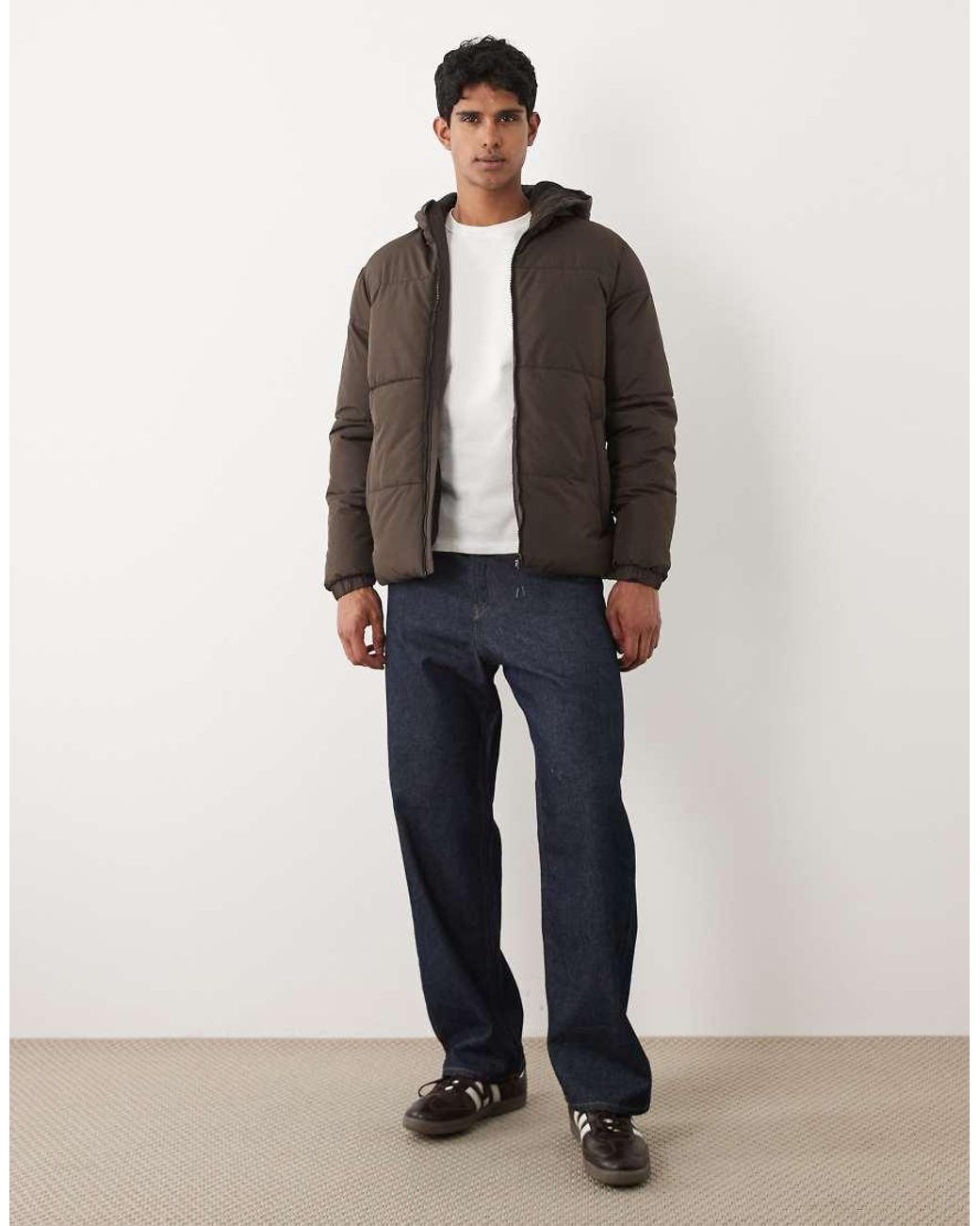 Blend Brown Hooded Puffer Jacket for men