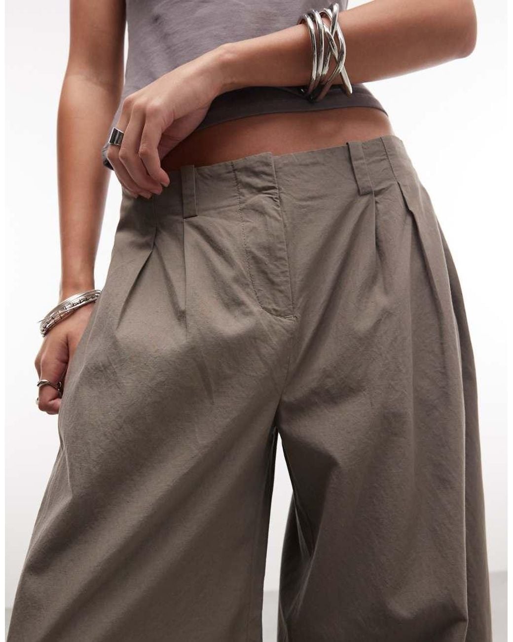 Weekday Brown Super Wide Leg Pleated Trousers