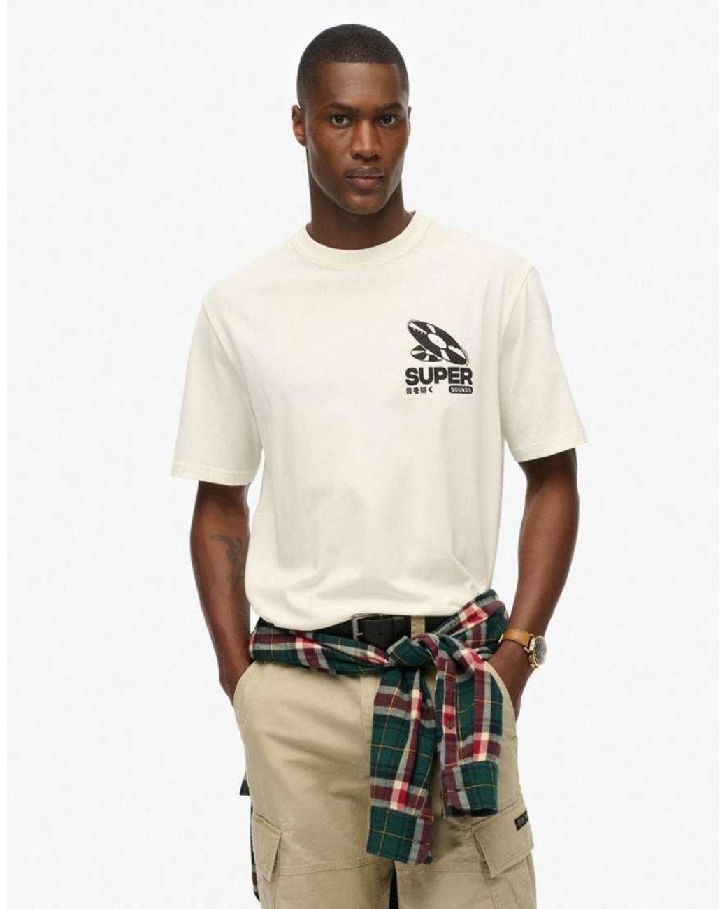 Superdry White Record Label Oversized T-Shirt for men