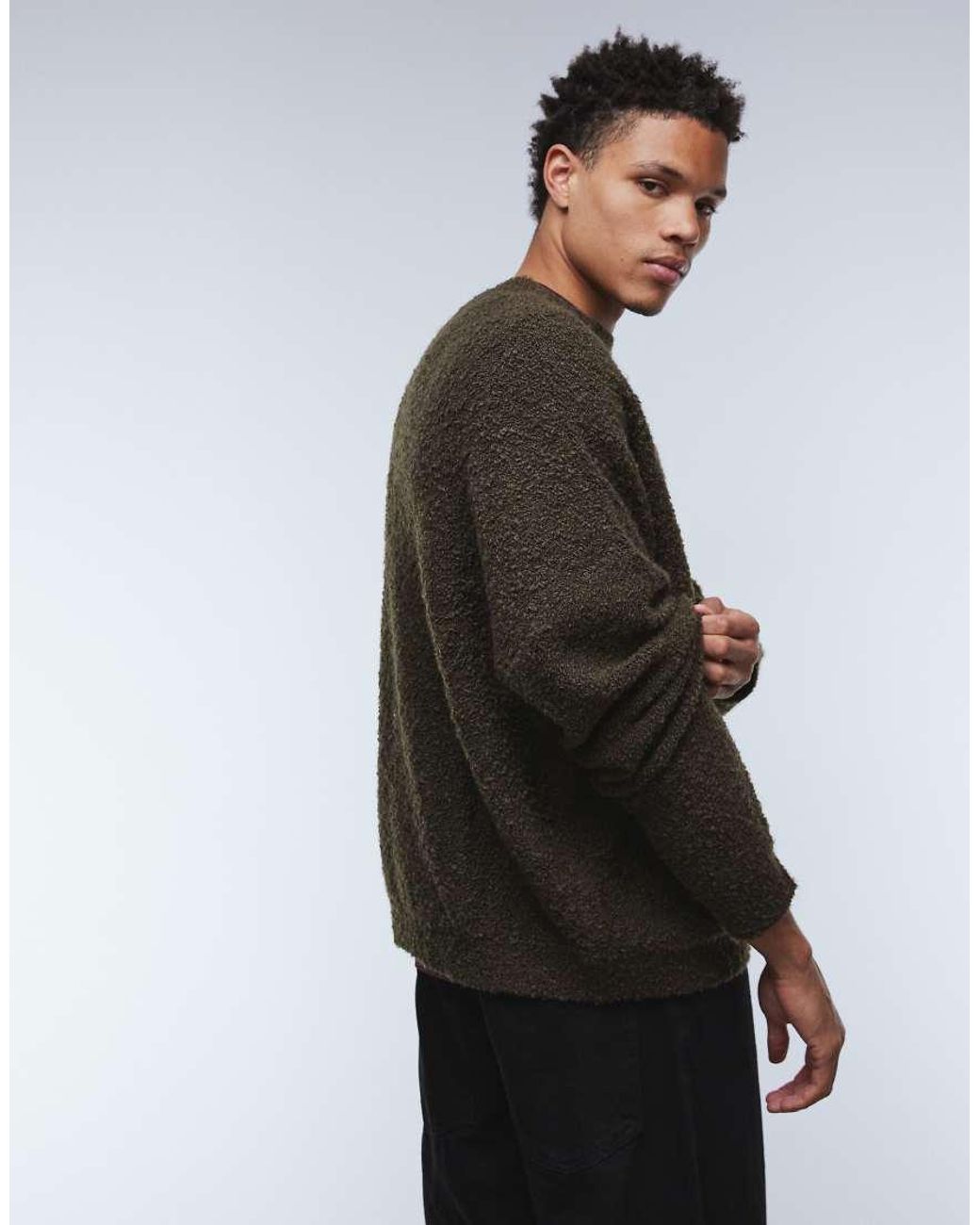 ASOS Gray Super Oversized Knit Boucle Sweater for men