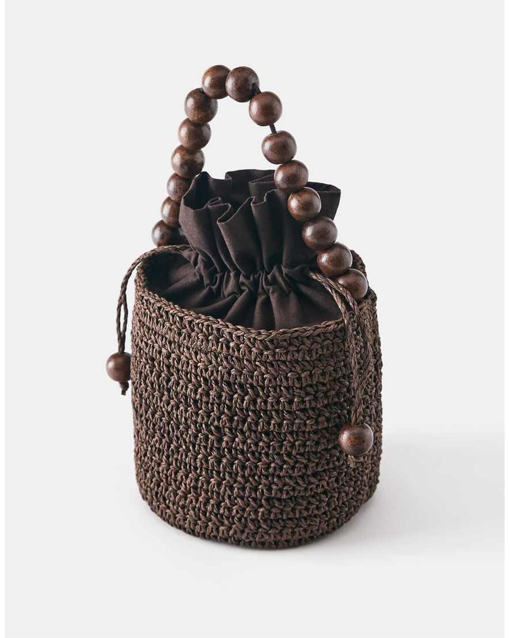 Pull&Bear Black Beaded Mini Bucket Bag
