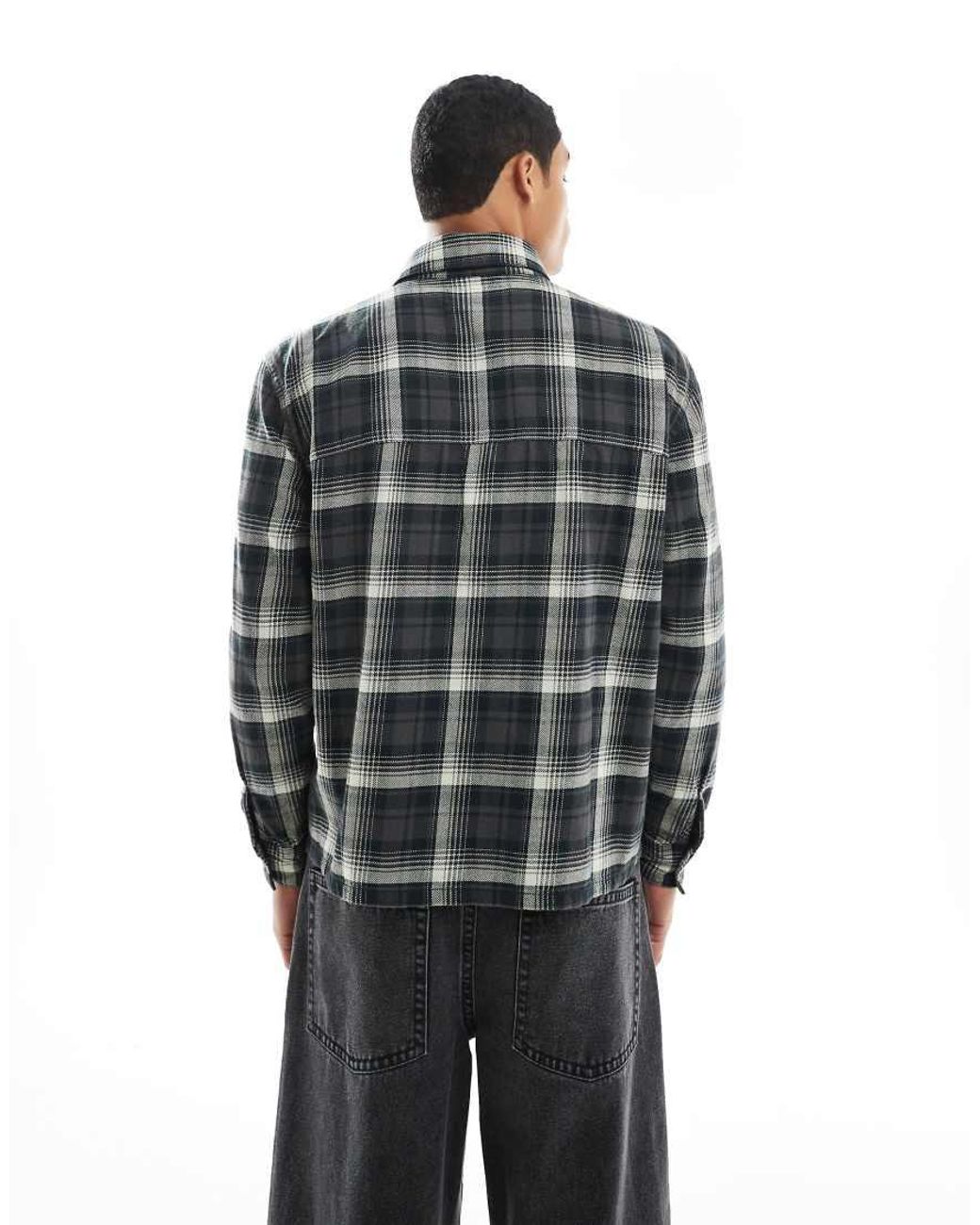 Hollister Black Long Sleeve Plaid Flannel Shirt for men