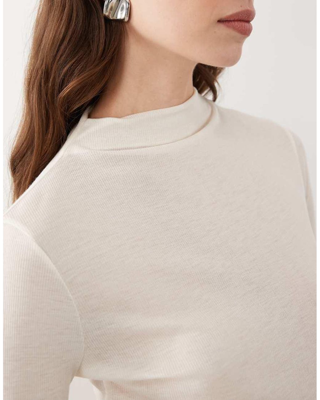 Miss Selfridge White Sheer High Neck Top