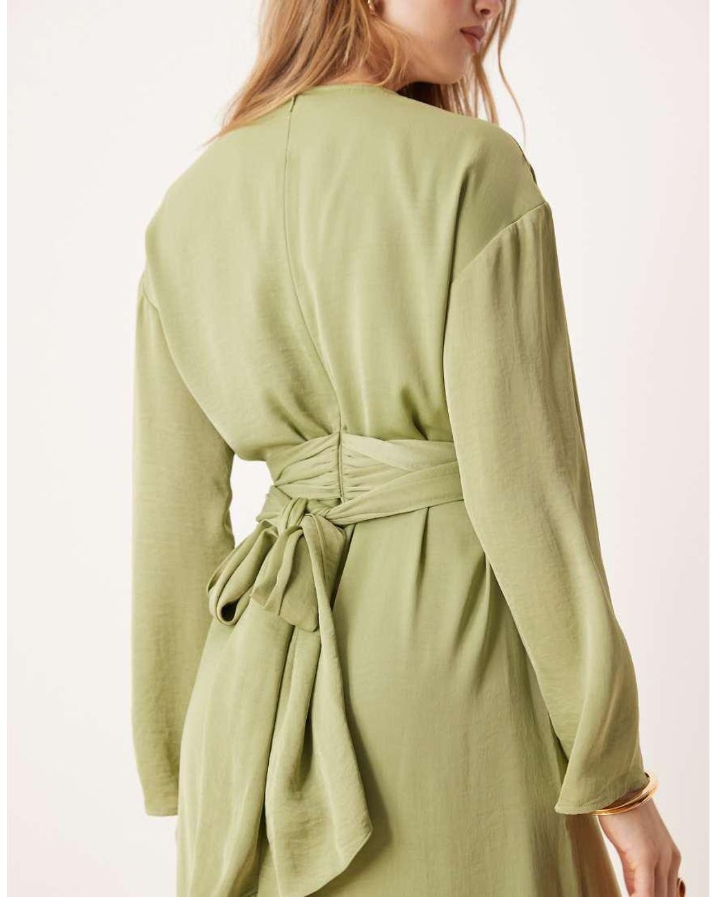 ASOS Green Tie Back Satin Maxi Dress