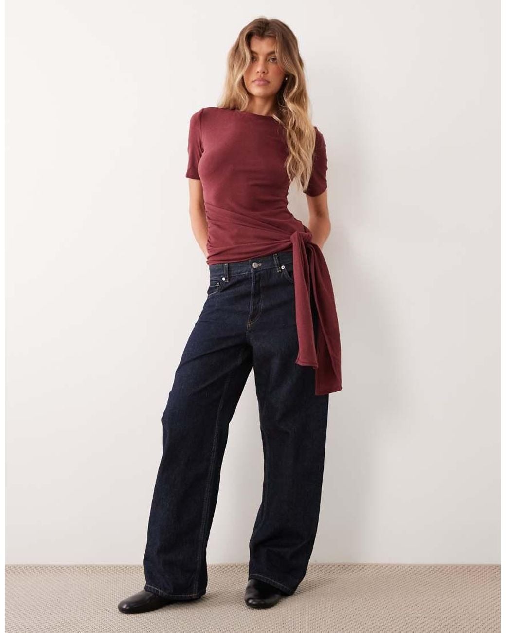 ASOS Red Supersoft Wrap Tie Top