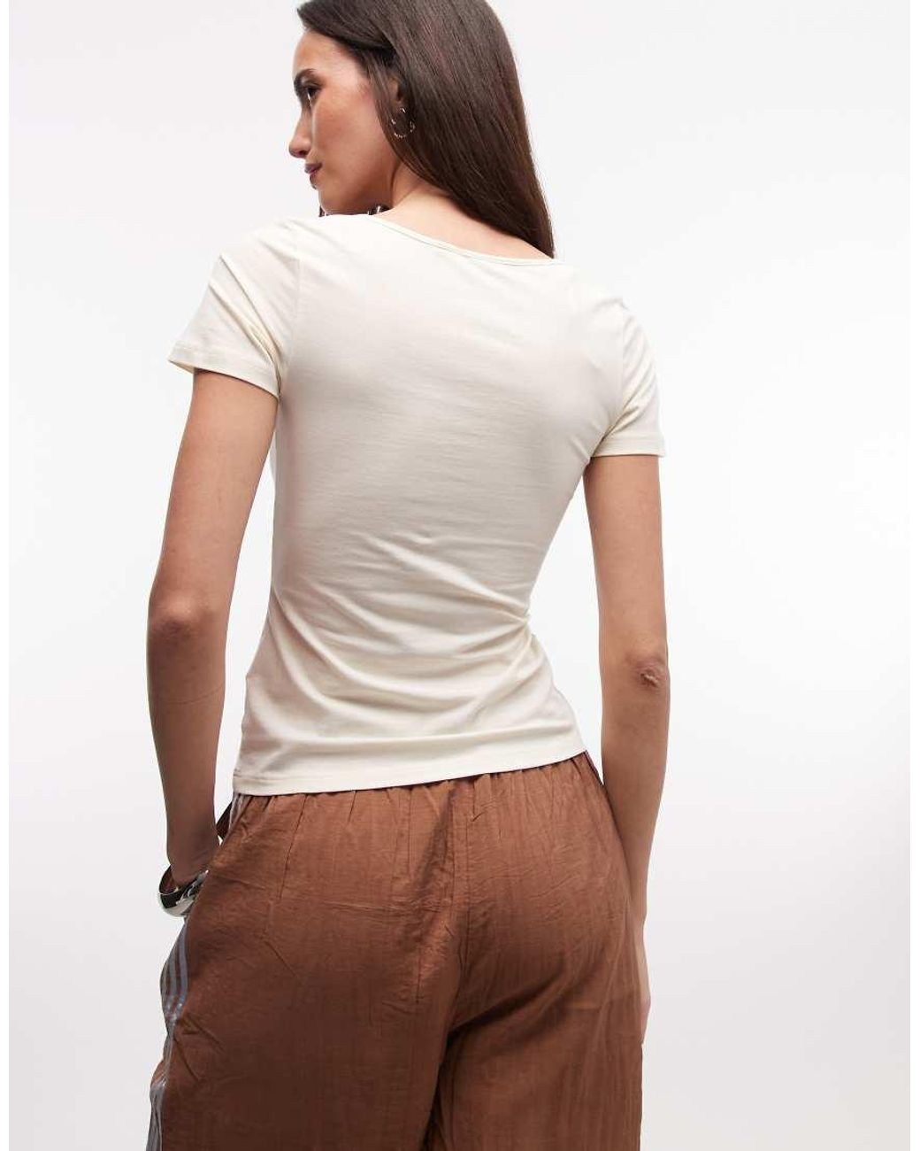 Monki White V-neck T-shirt