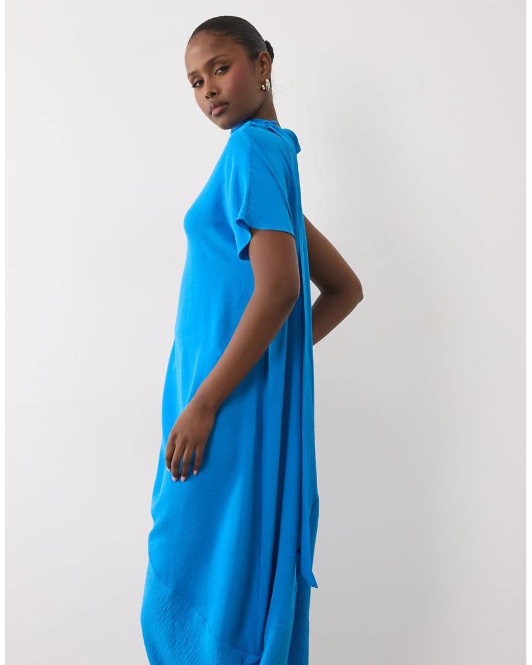 ASOS Blue High Neck Scarf Maxi Dress