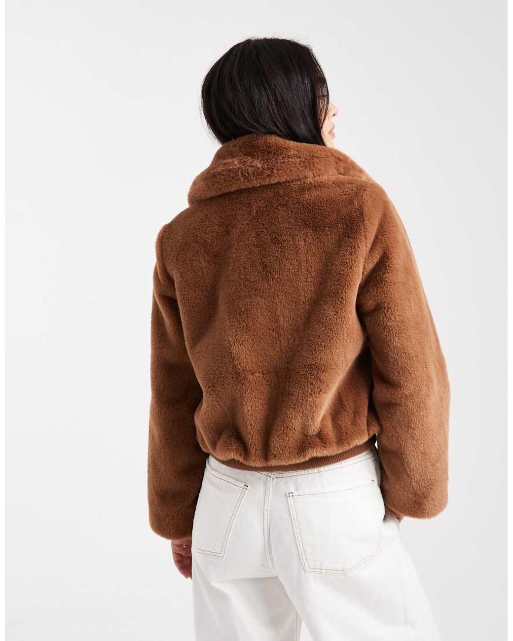 New Look Brown Faux Fur Zip Up Jacket