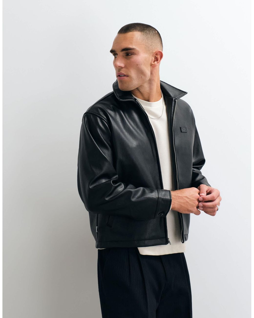 Obey Black Workman Faux Leather Jacket for men