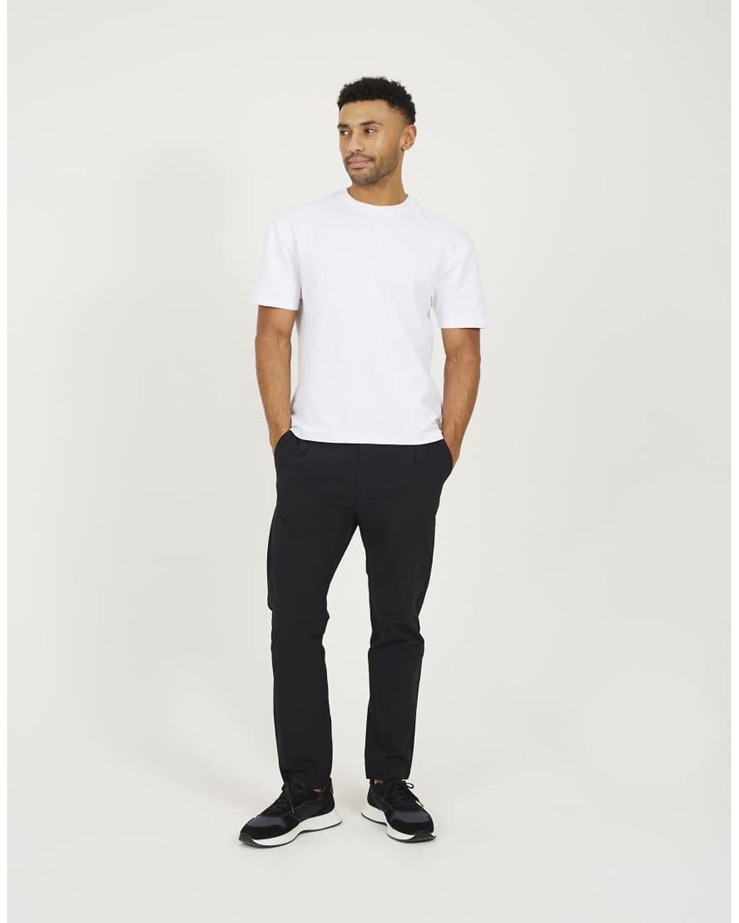Brave Soul Black Elasticated Waist Chino Style Trousers for men