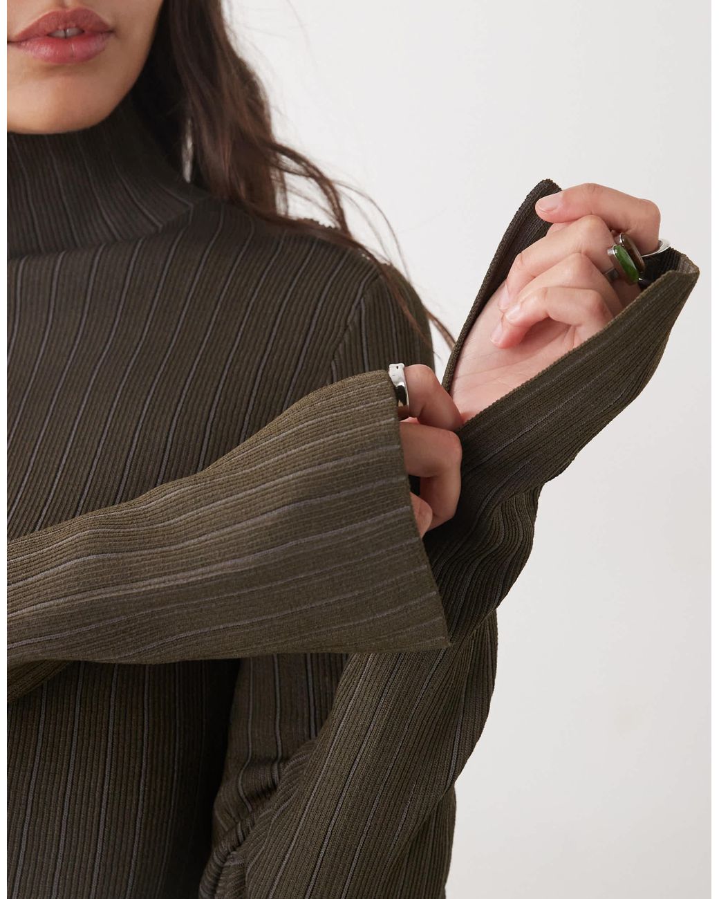 Weekday Gray Fitted Turtle Neck Jumper