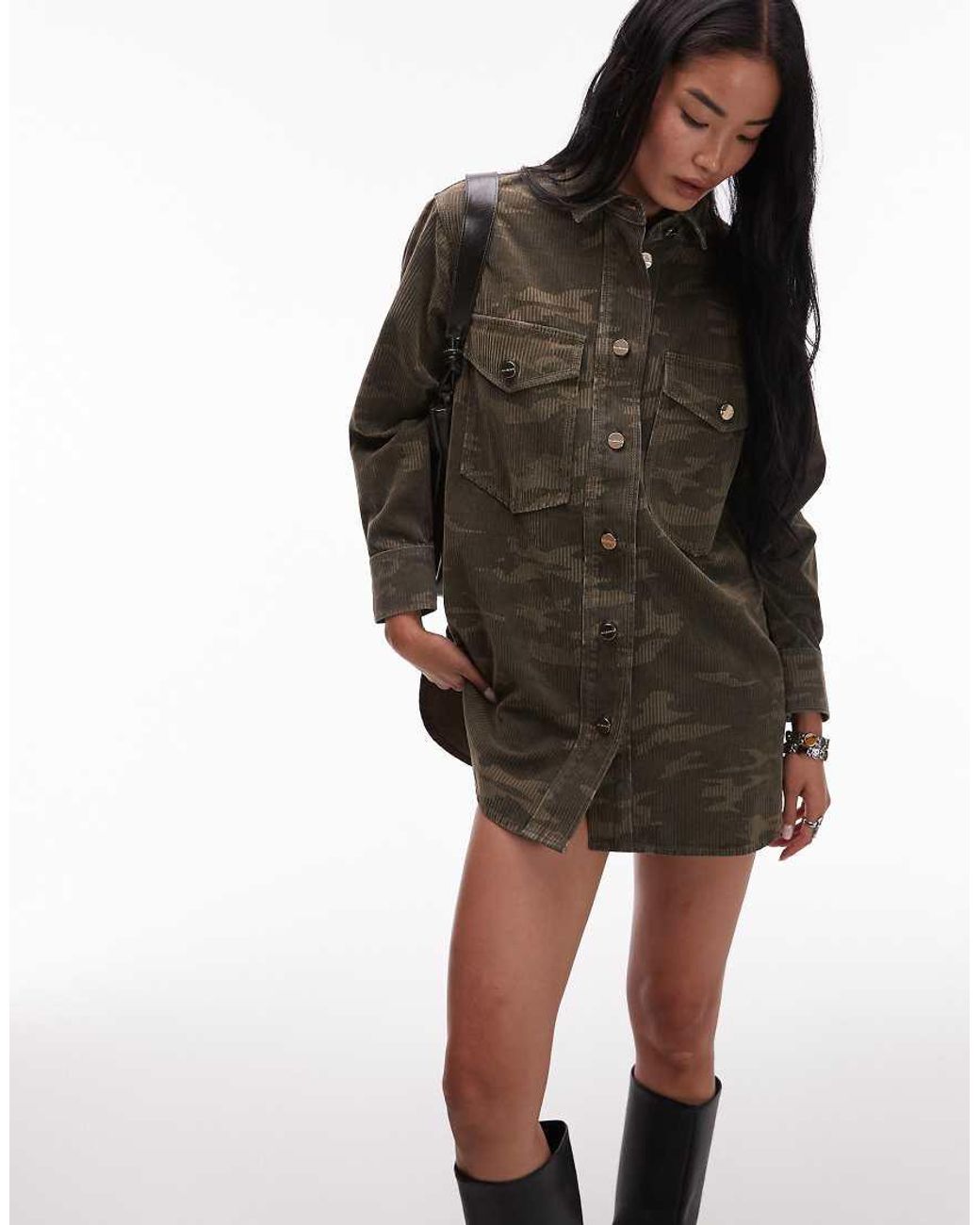 AllSaints Black Faye Camo Flocked Dress