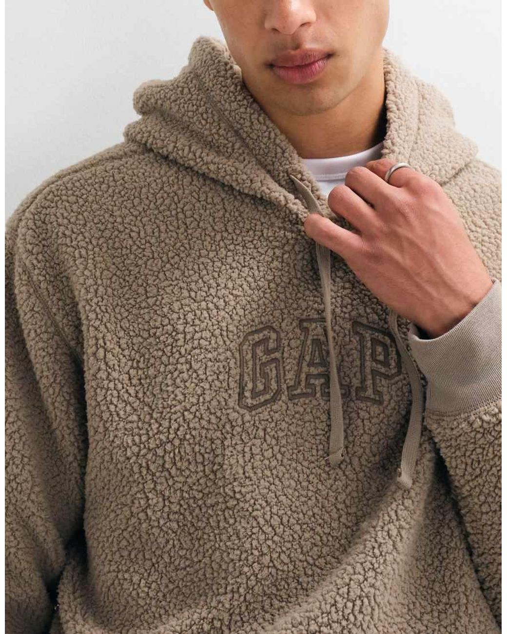 Gap Natural Chest Logo Teddy Borg Hoodie for men