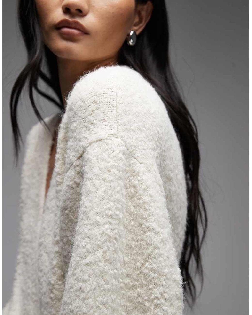 ASOS Gray Knitted Boucle Wrap Jumper
