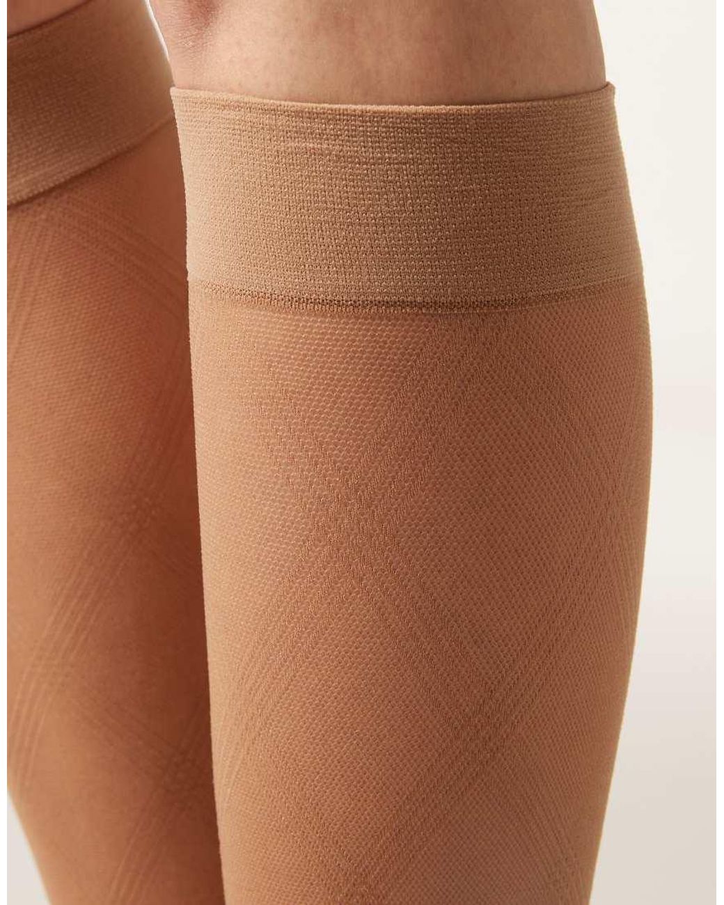 Calzedonia White Diamond-Pattern Sheer Knee-High Socks