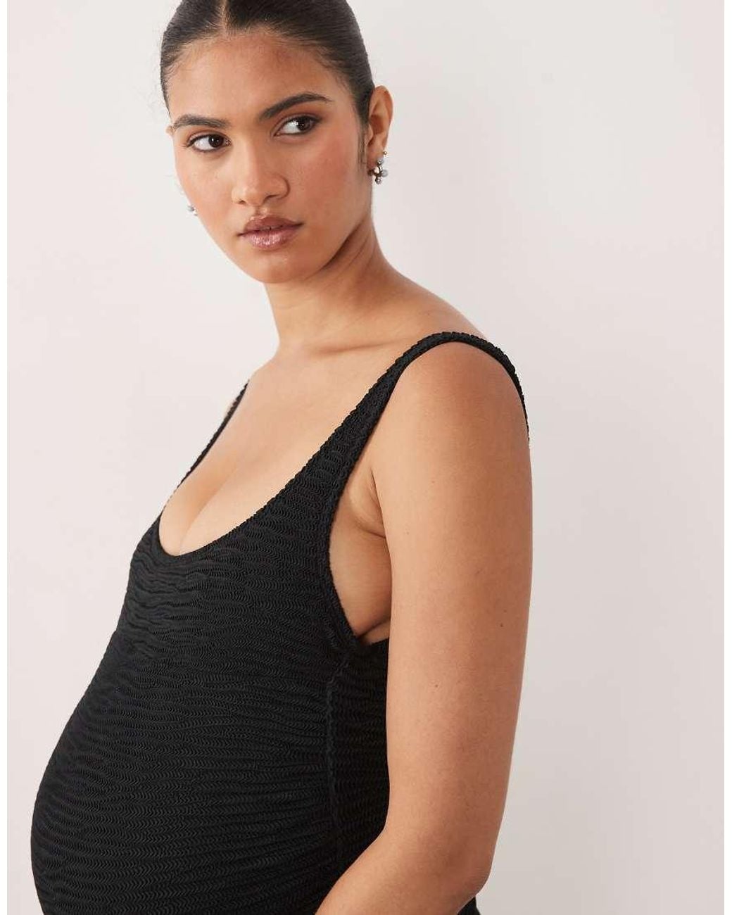 ASOS Brown Asos Design Maternity Oceana Scoop Neck Swimsuit