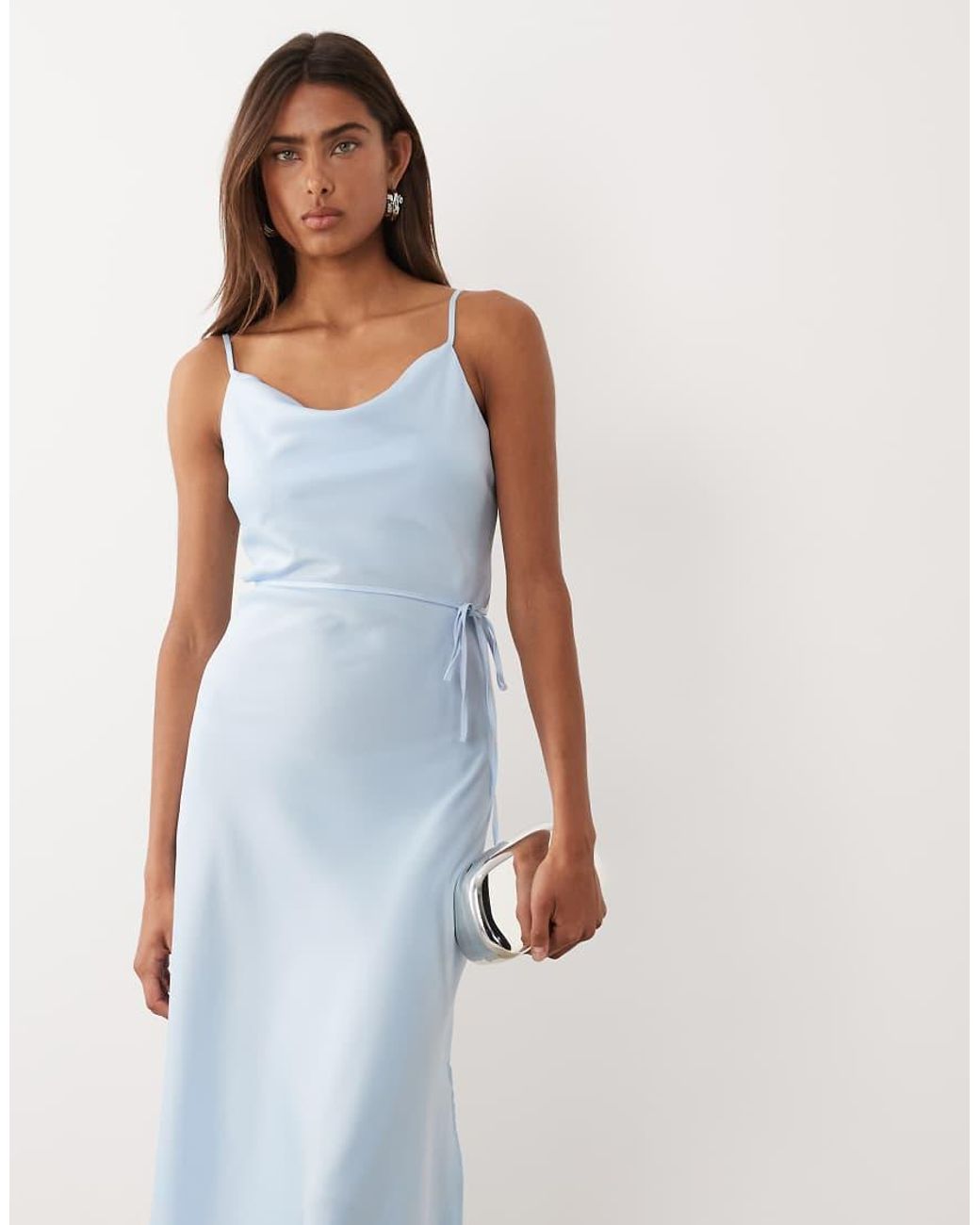 Y.A.S Blue Satin Cami Midi Dress
