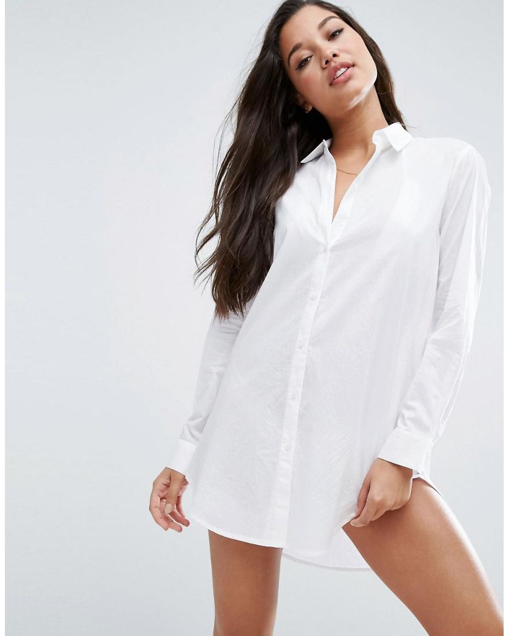 ASOS Asos Throw On Oversized Beach Shirt in White | Lyst