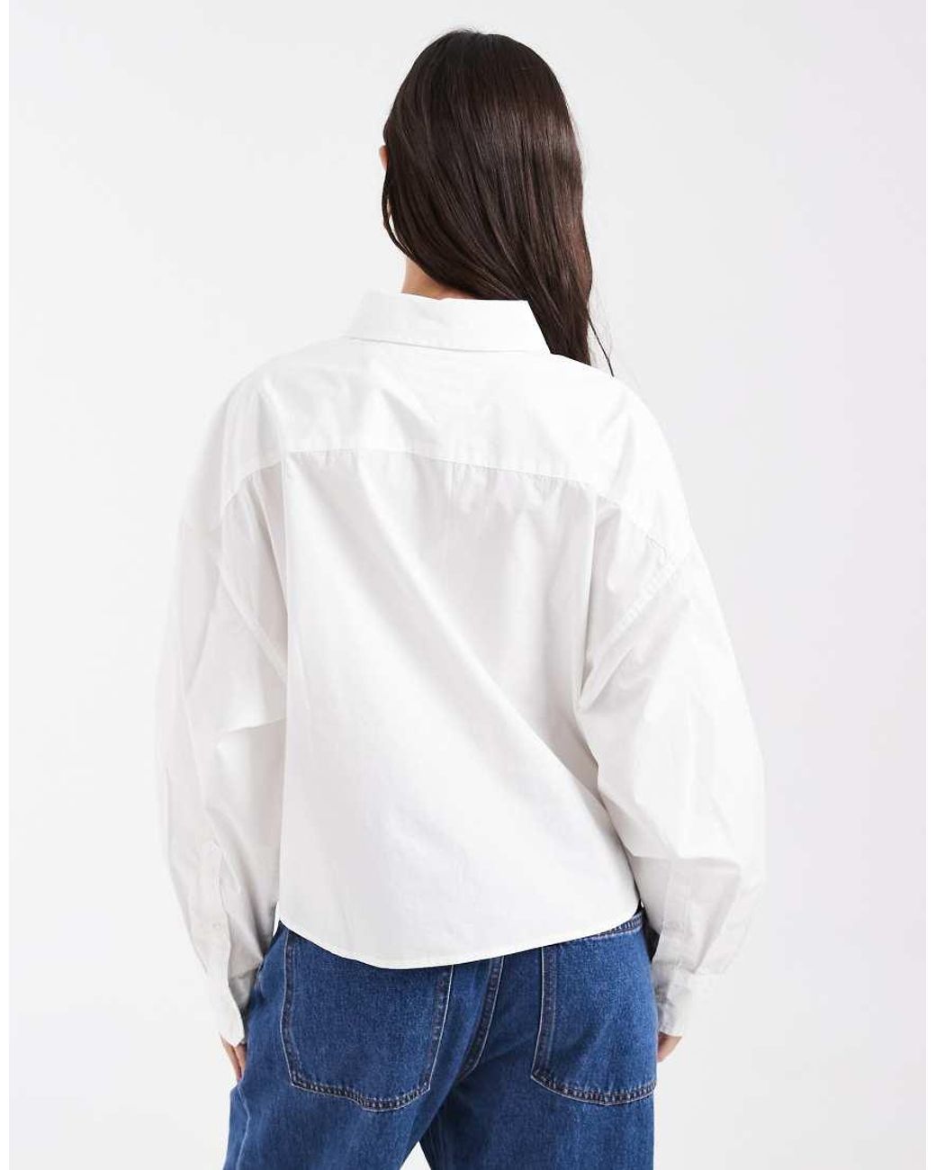 Tommy Hilfiger White Flag Logo Oversized Cropped Shirt