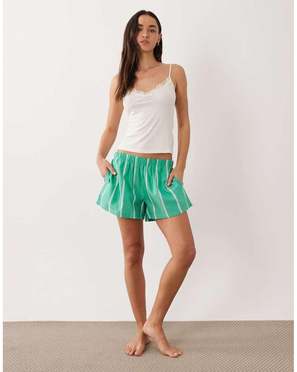 ASOS Green Bold Stripe Pyjama Boxer Short
