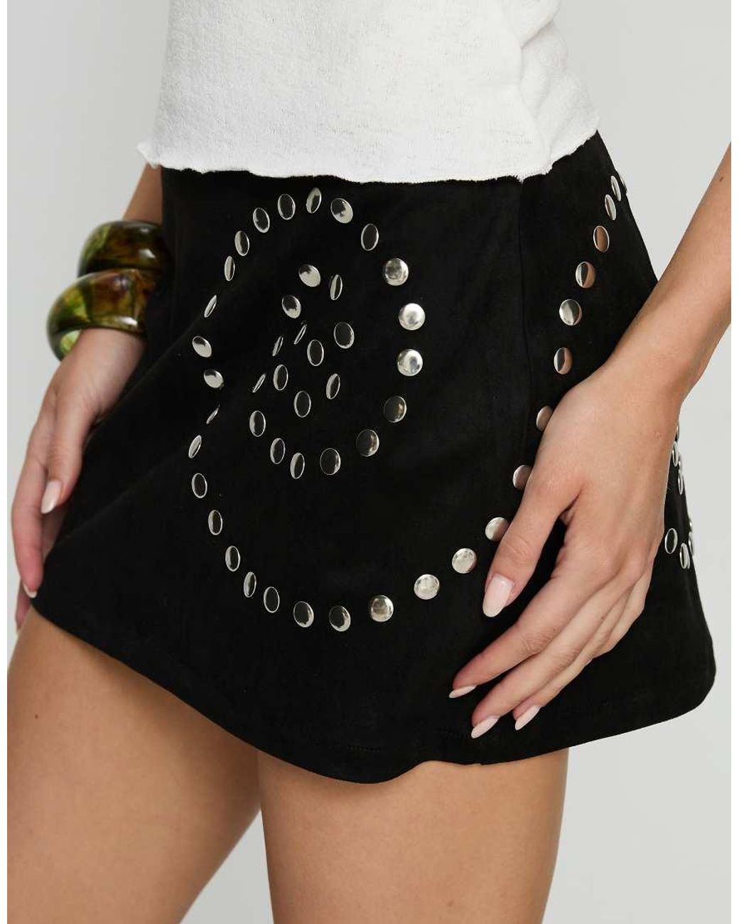 Princess Polly Natural Nalana Studded Detail Mini Skirt