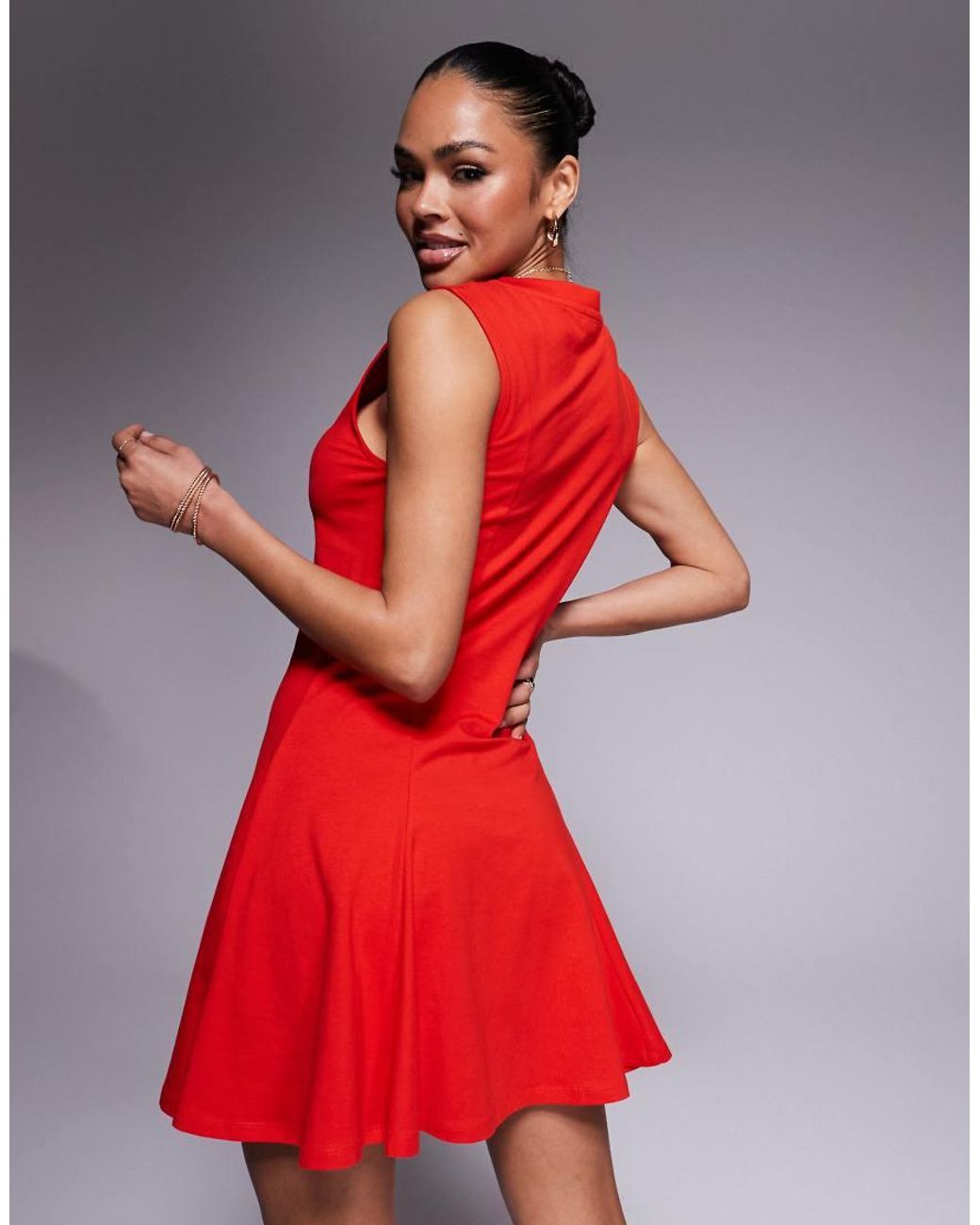 ASOS Red Cotton Sleeveless Mini Sundress