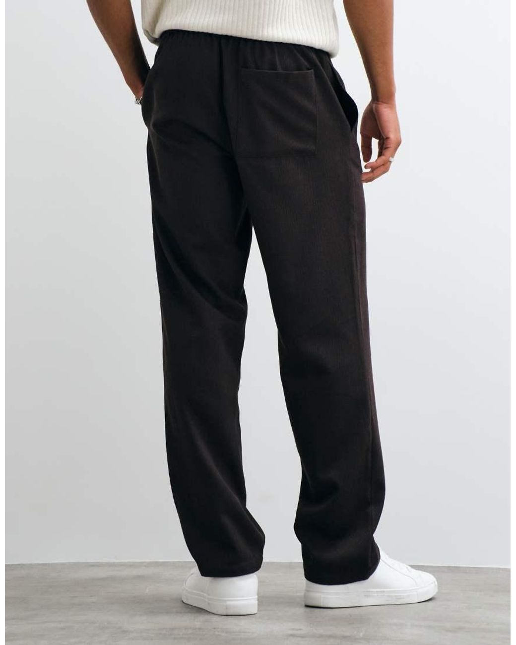 ASOS Gray Straight Herringbone Trouser for men