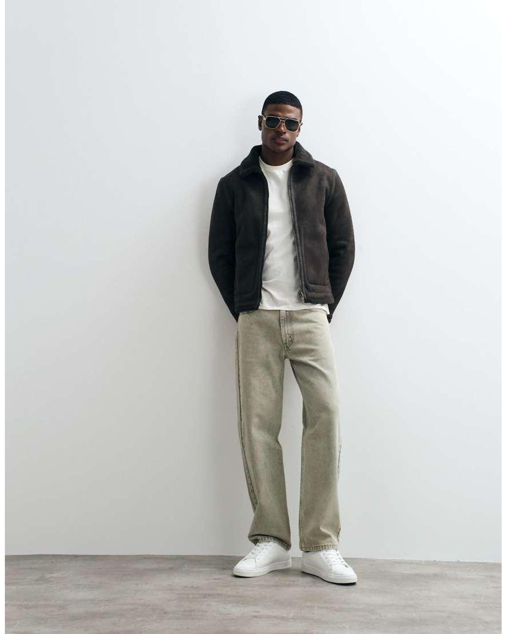 Mango Natural Faux Shearling Jacket With Pockets for men