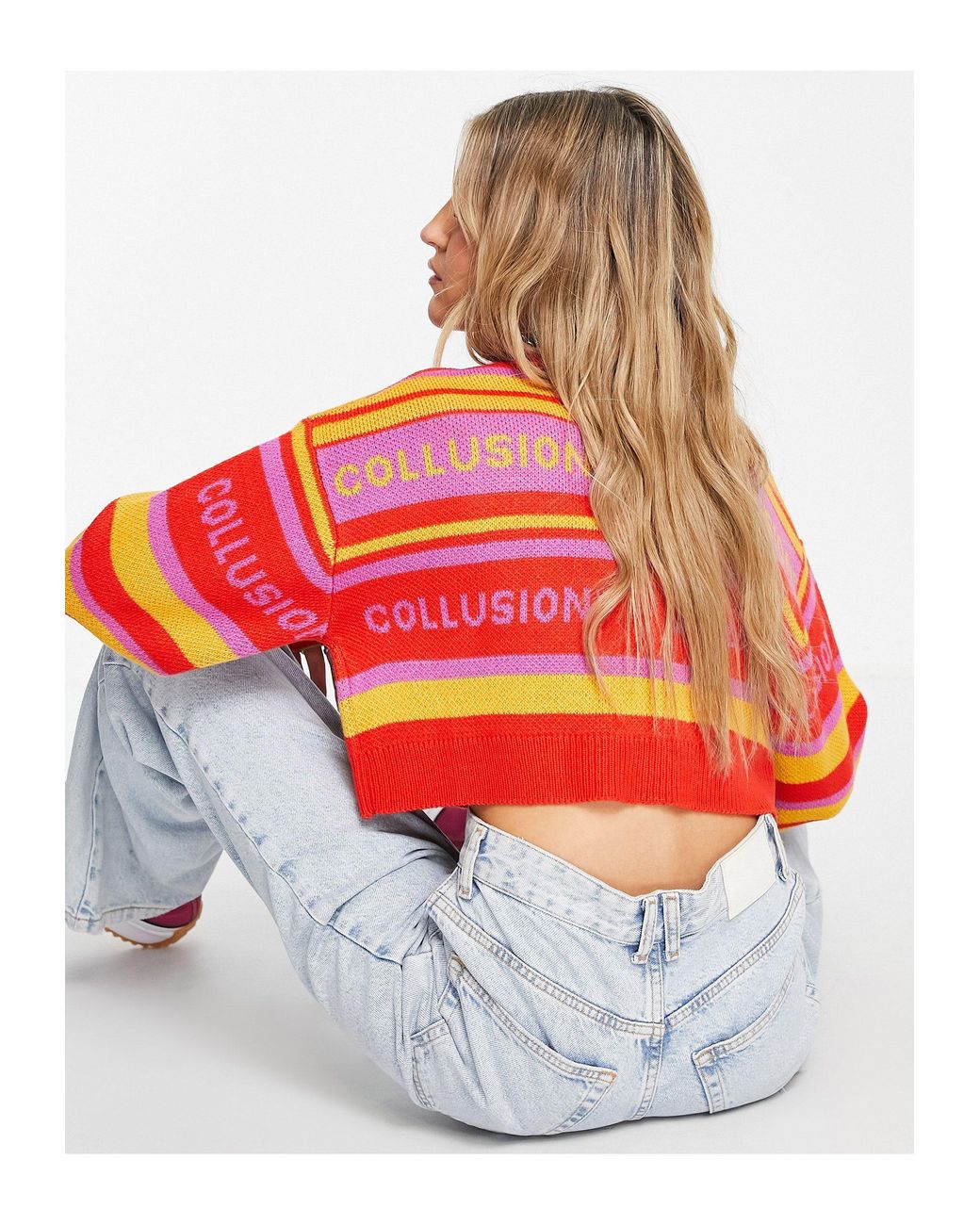 Collusion Knitted Jumper With Striped 