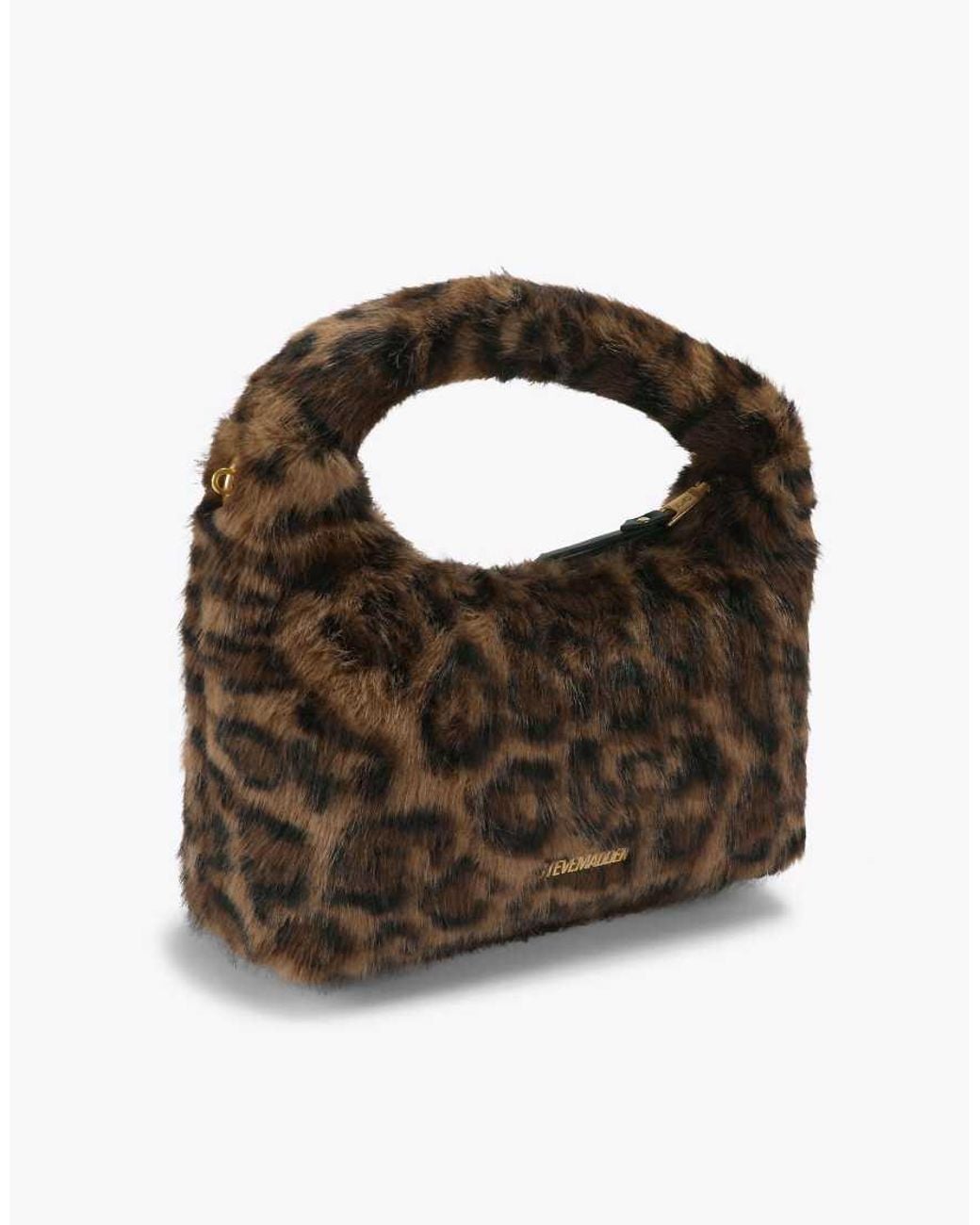 Steve Madden Brown Fluffy Bag Leopard Print Cross Body