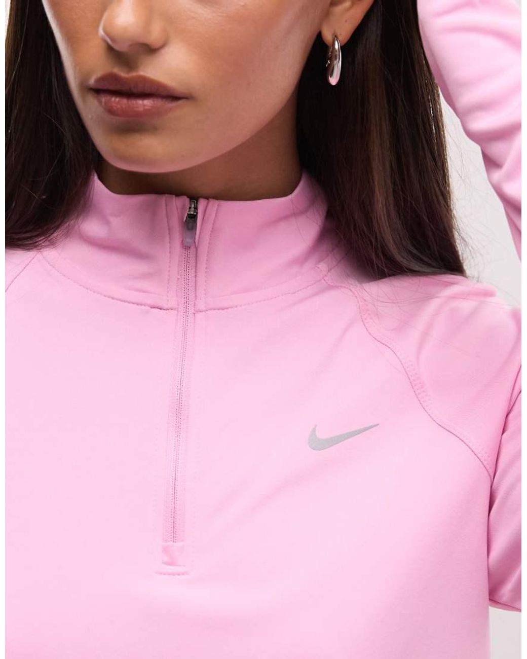 Nike Pink Tempo Dri-Fit Half Zip Long Sleeve T-Shirt