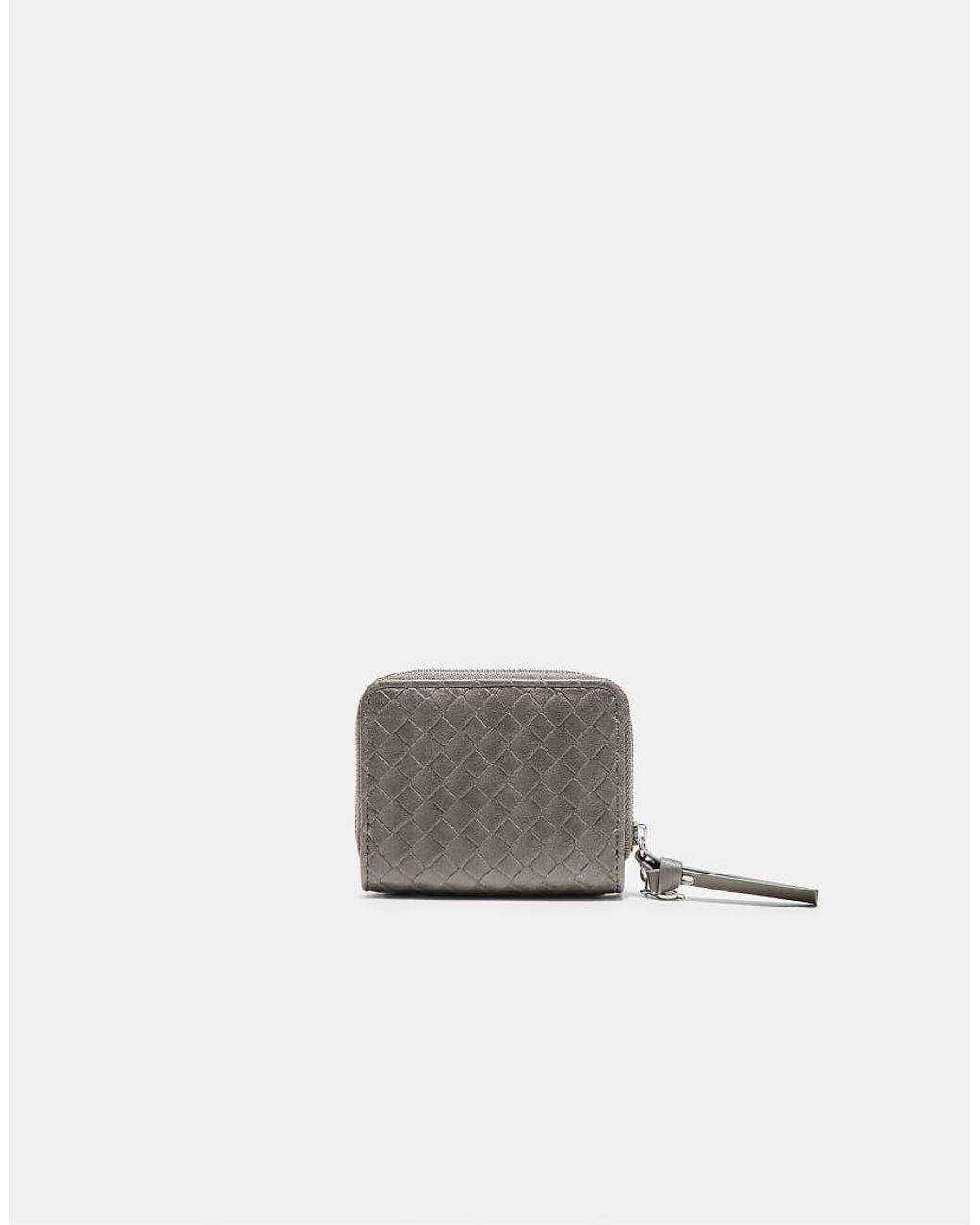Stradivarius White Braided-Effect Card Holder Purse